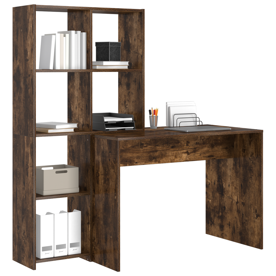 Bureau met plank Gerookt eiken 138.5 x 55 x 143 cm Bewerkt hout