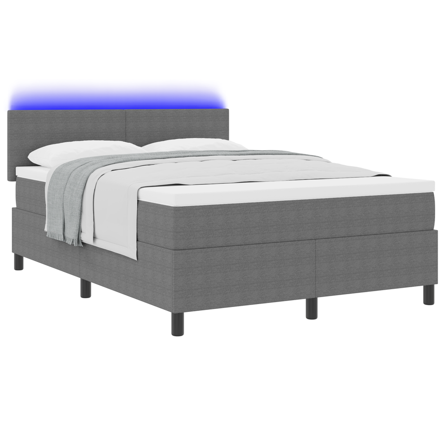 Boxspringbed met Matras & LED Lichtgrijs 140x200 cm Kordinweef