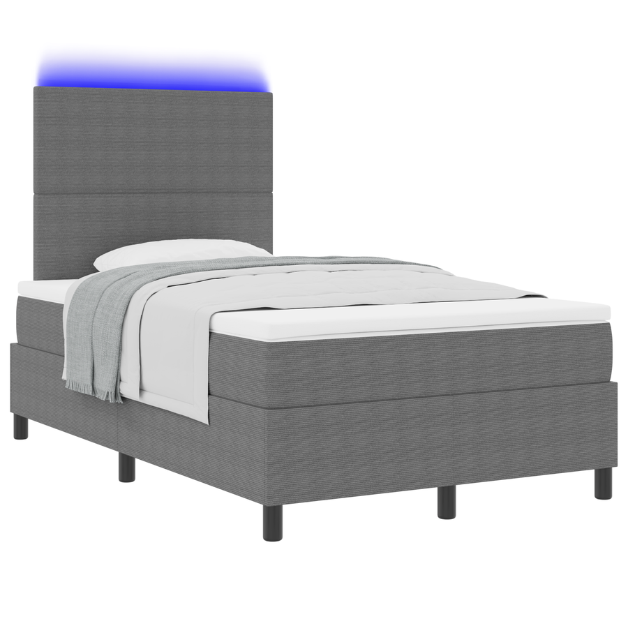 Boxspringbed met matras en LED ribfluweel lichtgrijs 120x200