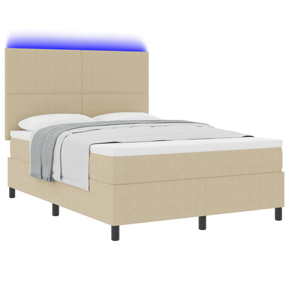 Boxspringbed met Matras & LED Verlichting Groen Grijs 160x200 cm Corduroy Stof