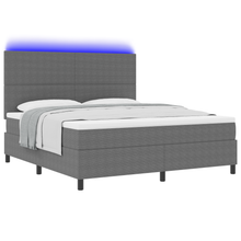 Boxspringbed met Matras & LED Licht Grijs Super King Corduroy Stof