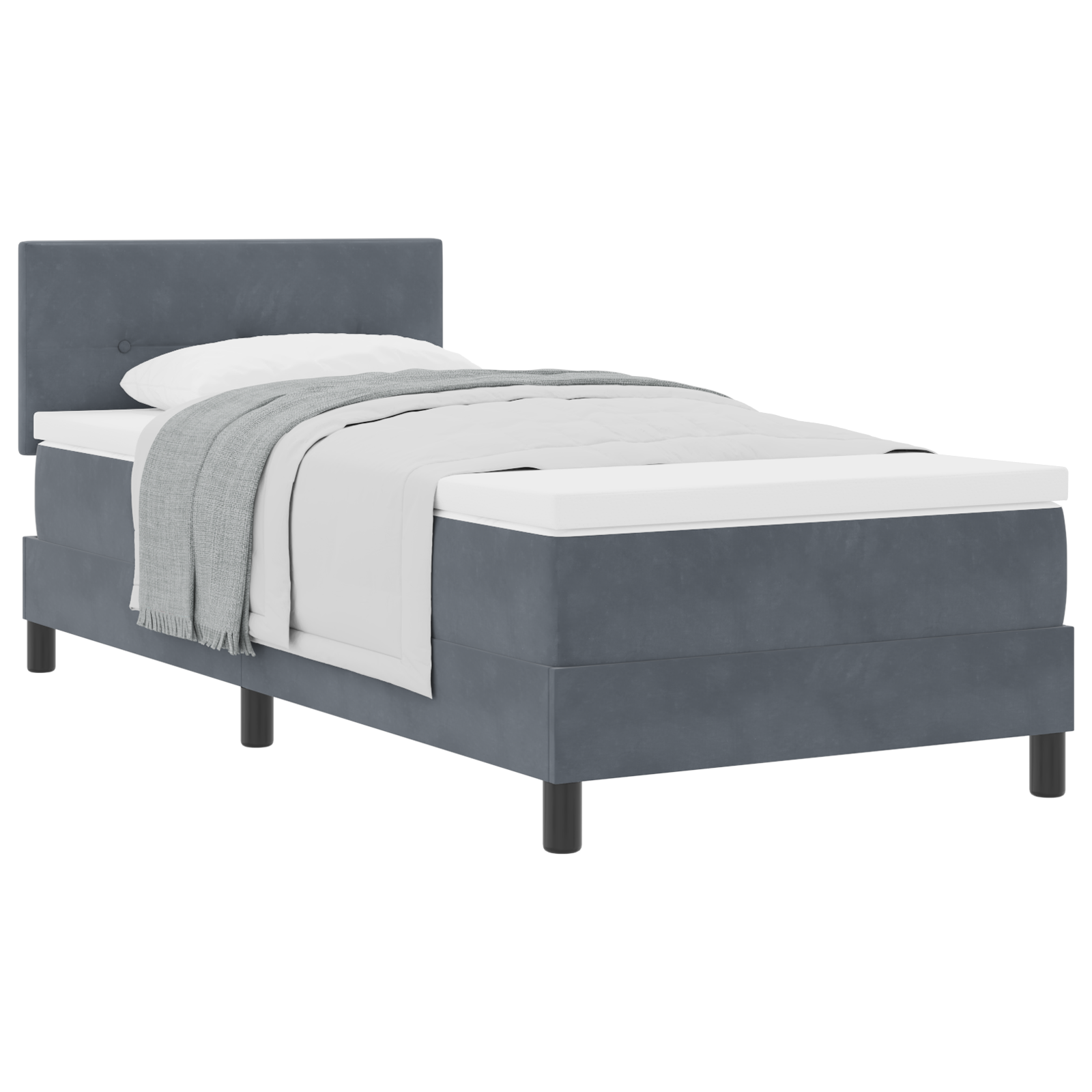 Boxspringbed met matras fluweel donkergrijs 80x200 cm