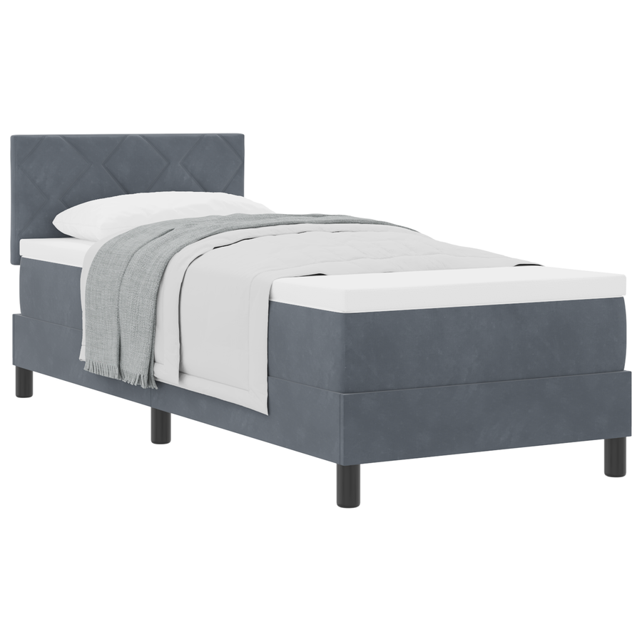 Boxspringbed met matras fluweel donkergrijs 80x200 cm