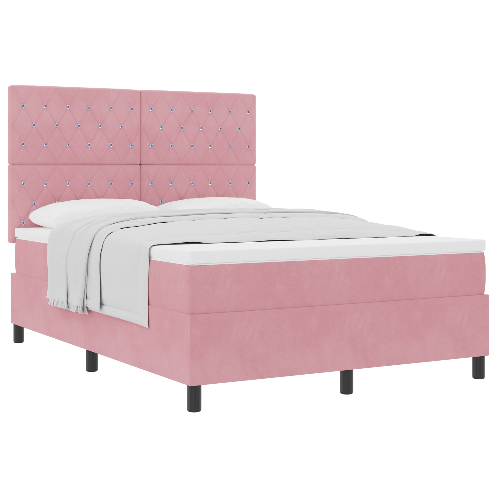 Boxspringbed met matras fluweel roze 140x200 cm