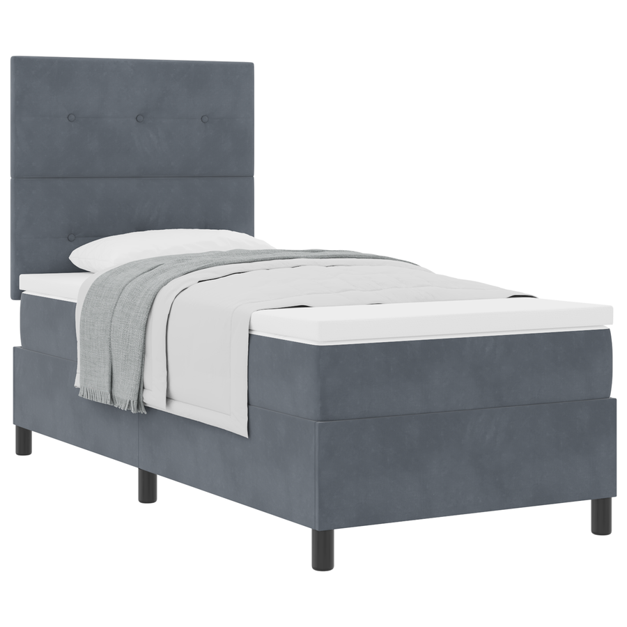 Boxspringbed met matras fluweel donkergrijs 80x200 cm