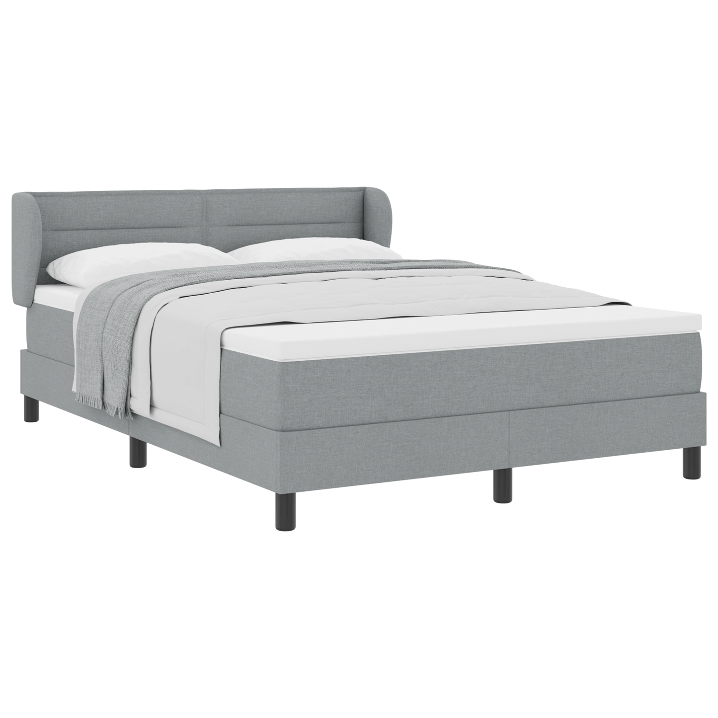 Boxspringbed met matras stof lichtgrijs 140x190 cm