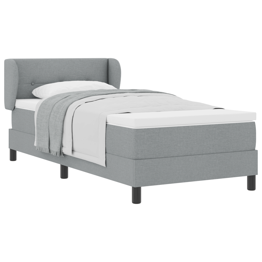 Boxspringbed met matras stof lichtgrijs 90x190 cm