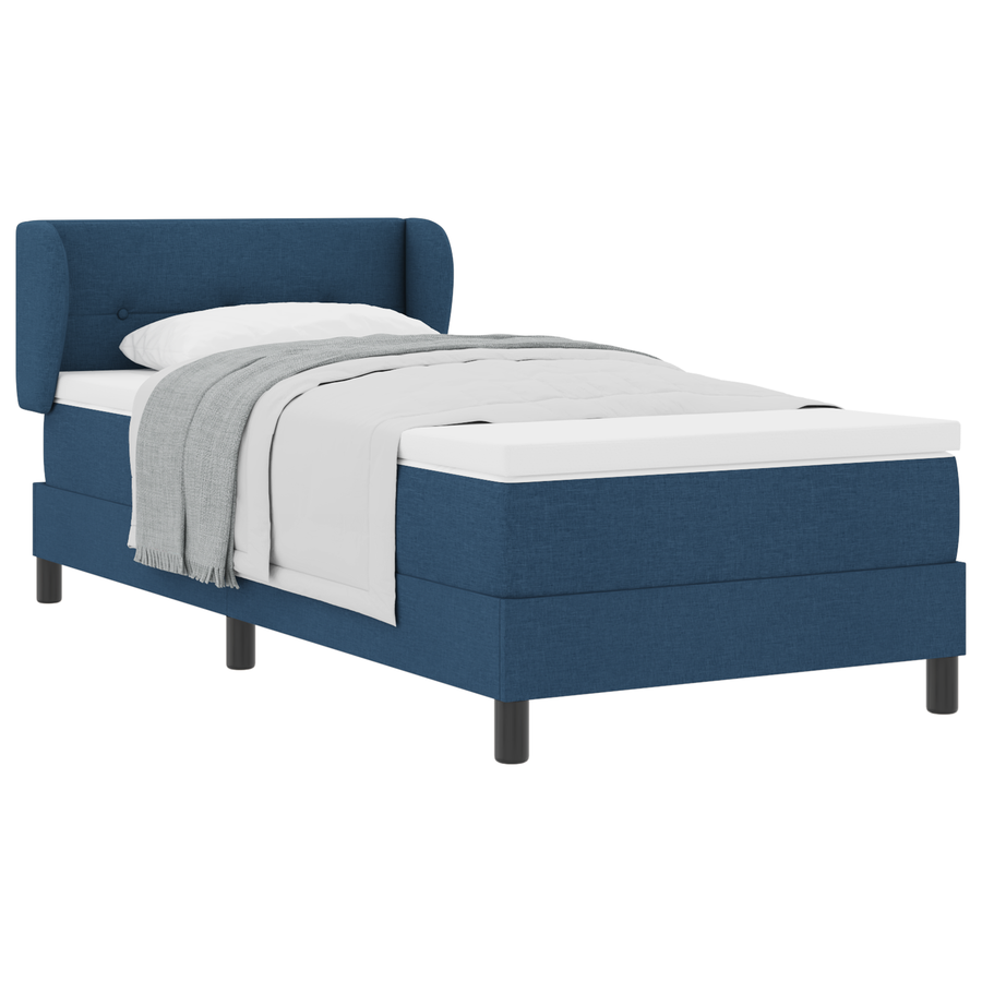 Boxspringbed met matras stof blauw 90x200 cm