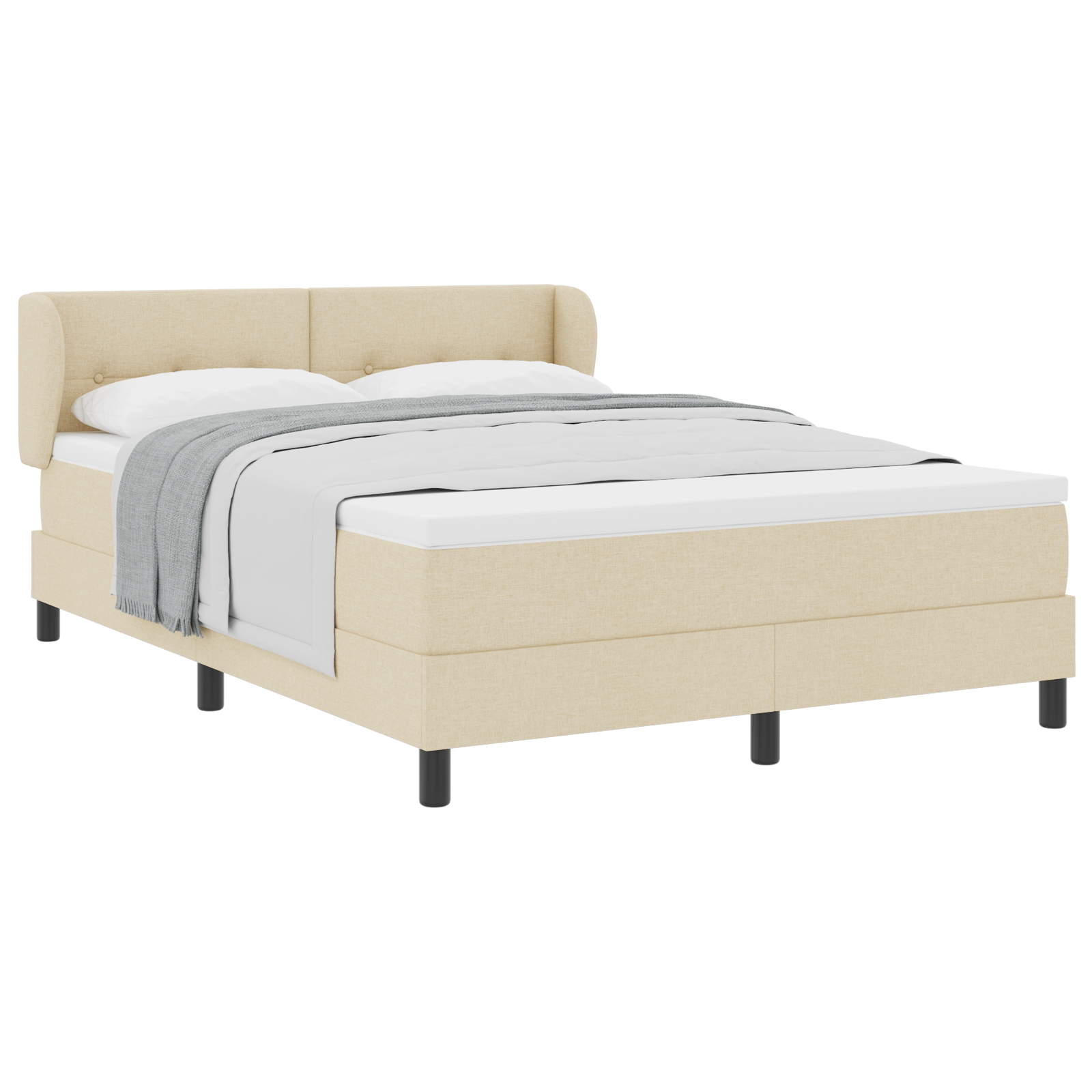 Boxspringbed met matras stof crèmekleurig 140x200 cm