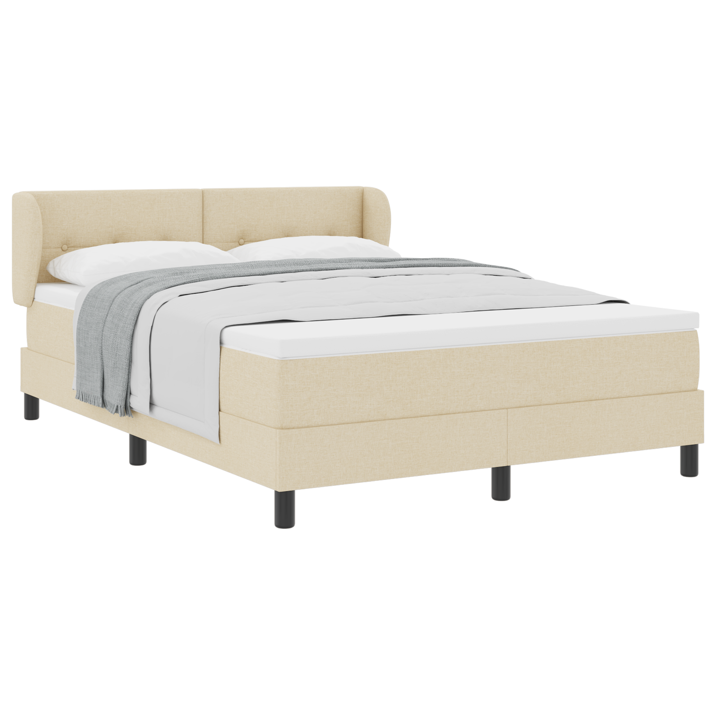 Boxspringbed met matras stof crèmekleurig 160x200 cm