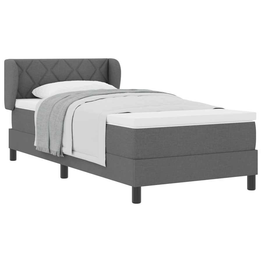 Boxspringbed met matras stof donkergrijs 90x200 cm