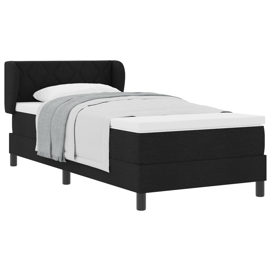 Boxspringbed met matras stof zwart 90x200 cm