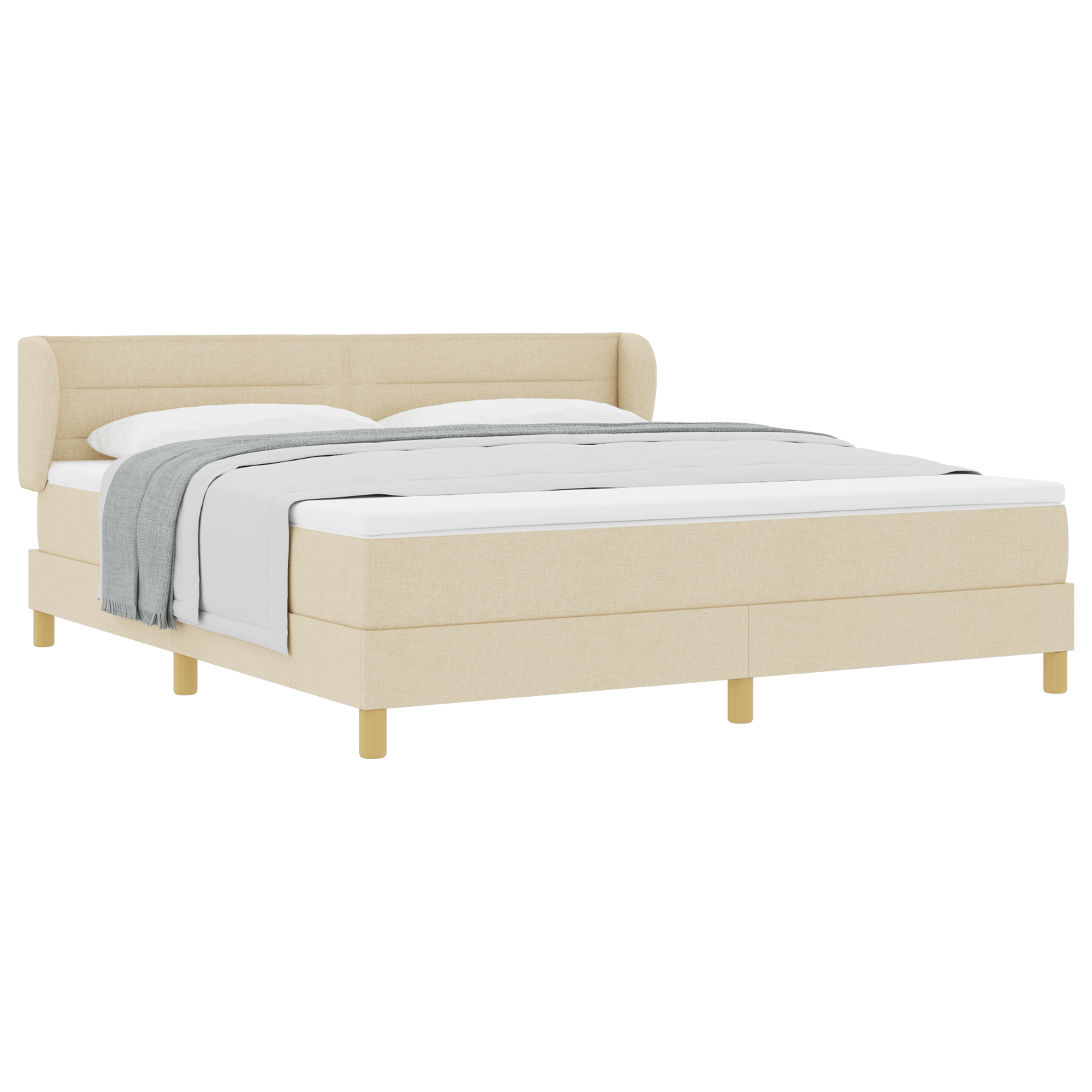 Boxspringbed met matras stof crèmekleurig 180x200 cm