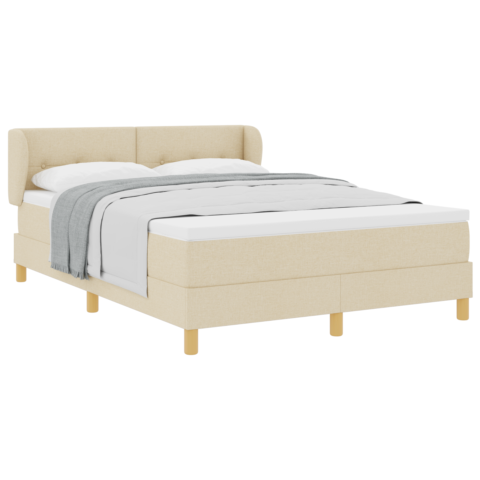 Boxspringbed met matras stof crèmekleurig 140x190 cm