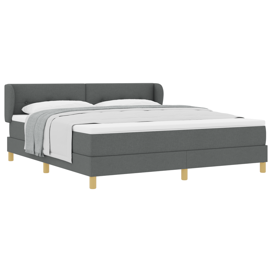 Boxspringbed met Matras Donkergrijs 180x200 cm Stoffen