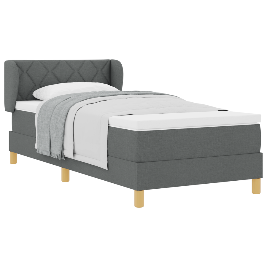 Boxspringbed met matras stof donkergrijs 90x190 cm