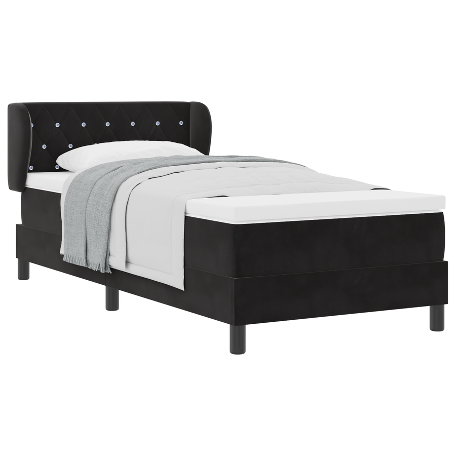 Boxspringbed met matras fluweel zwart 90x200 cm