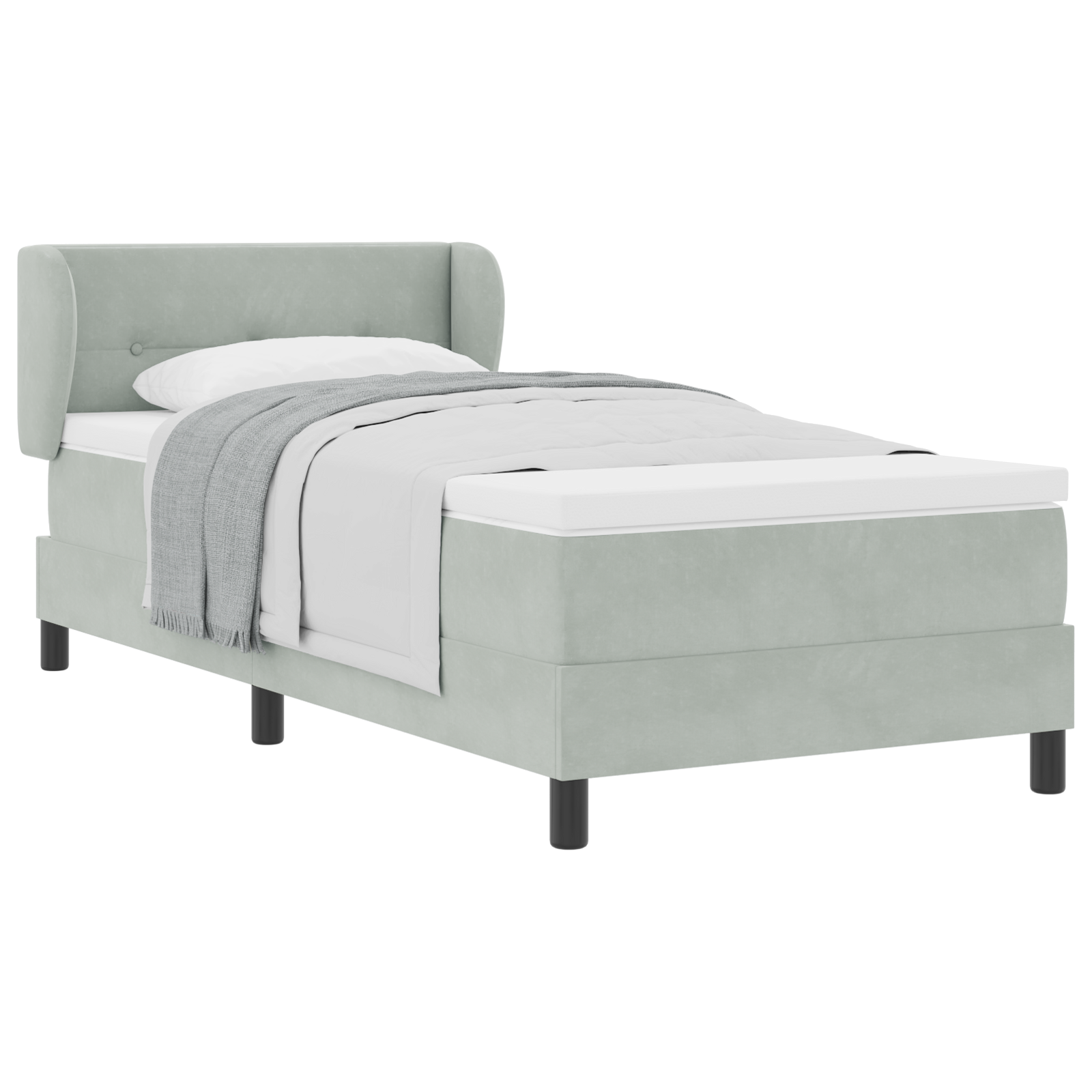 Boxspringbed met matras fluweel lichtgrijs 100x200 cm
