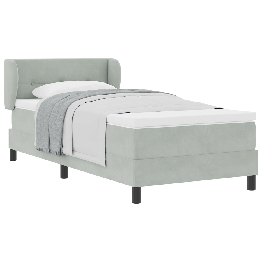 Boxspringbed met matras fluweel lichtgrijs 100x200 cm