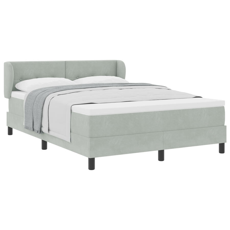 Boxspringbed met matras fluweel lichtgrijs 140x190 cm