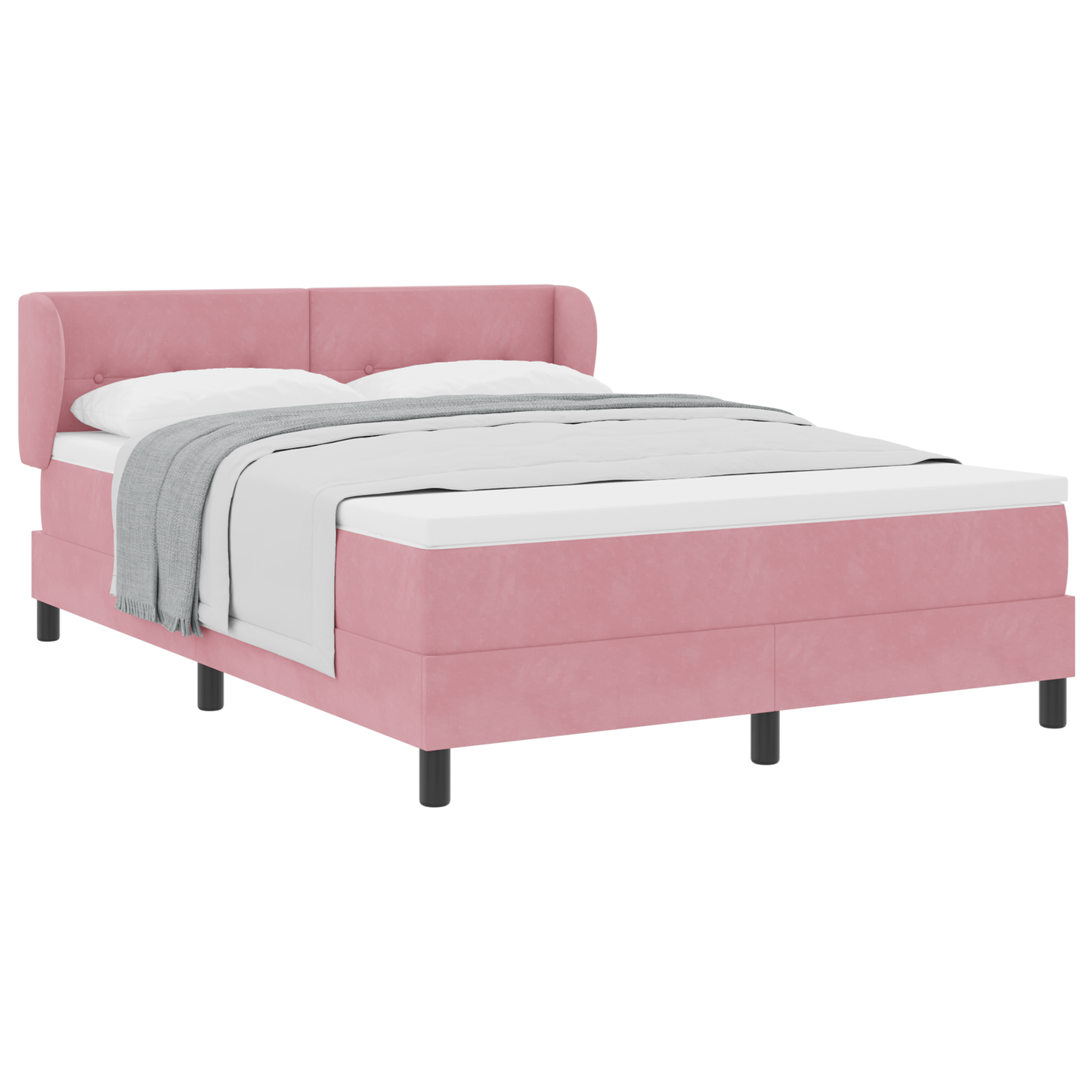 Boxspringbed met matras fluweel roze 140x200 cm