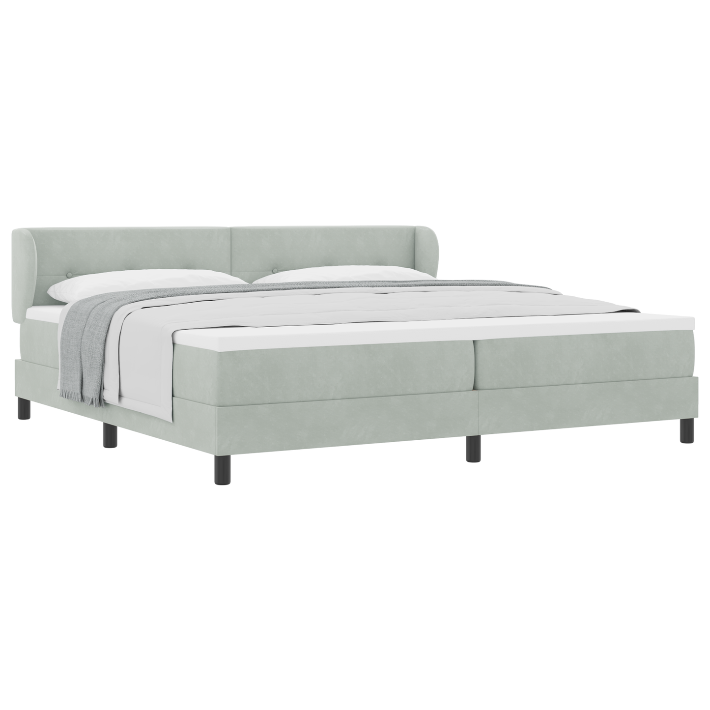 Boxspring Bed Met Matras Lichtgrijs 200x200 cm Fluweel