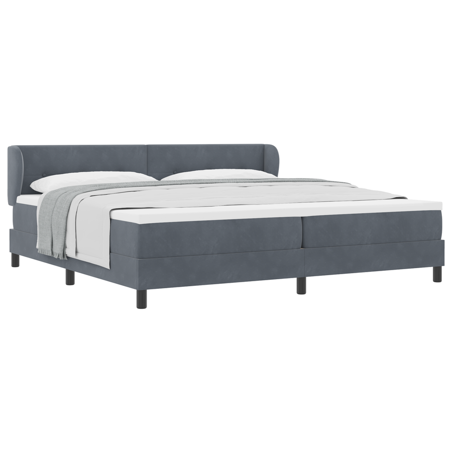 Boxspringbed met matras fluweel donkergrijs 200x200 cm
