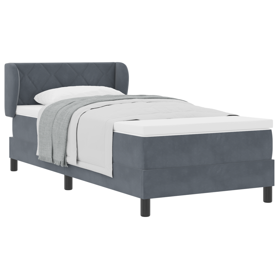 Boxspringbed met Matras Donkergrijs 100x200 cm Fluweel