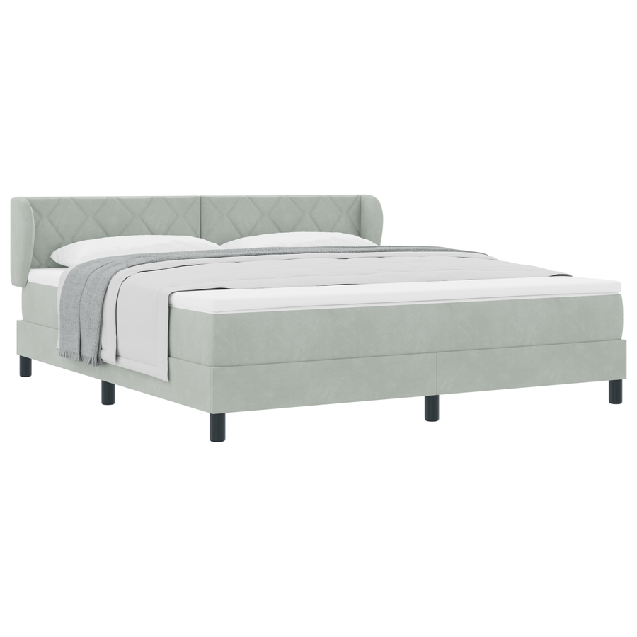 Boxspringbed met matras fluweel lichtgrijs 180x200 cm
