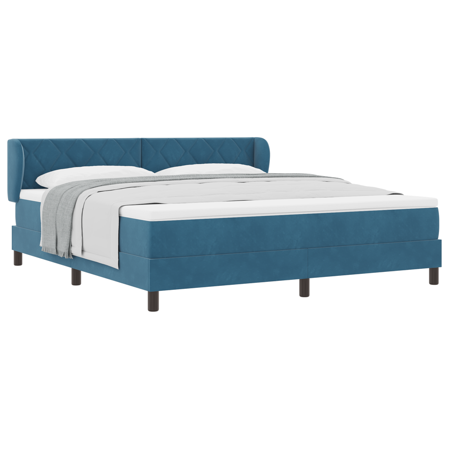 Boxspringbed met matras fluweel donkerblauw 180x200 cm