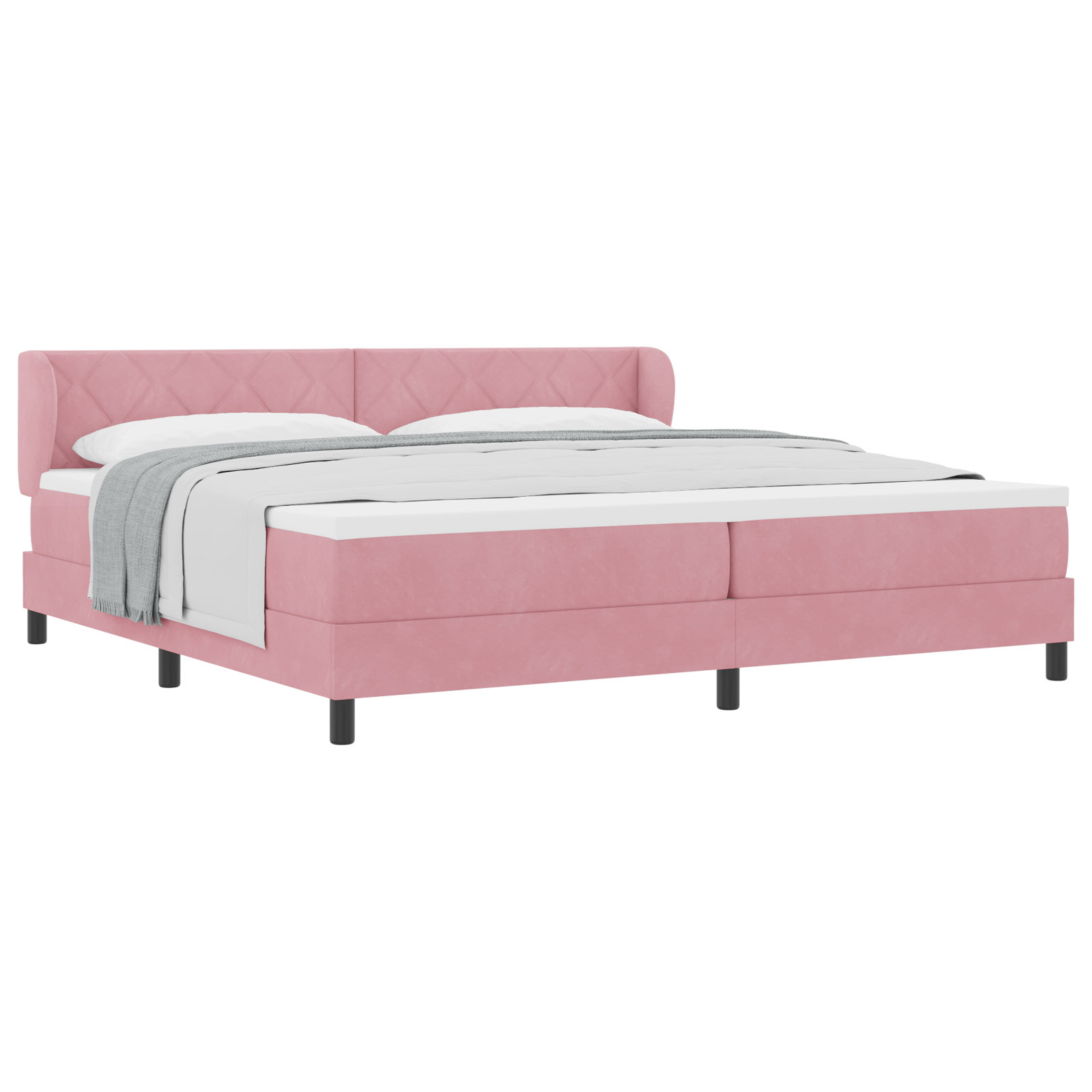 Boxspringbed met matras fluweel roze 200x200 cm