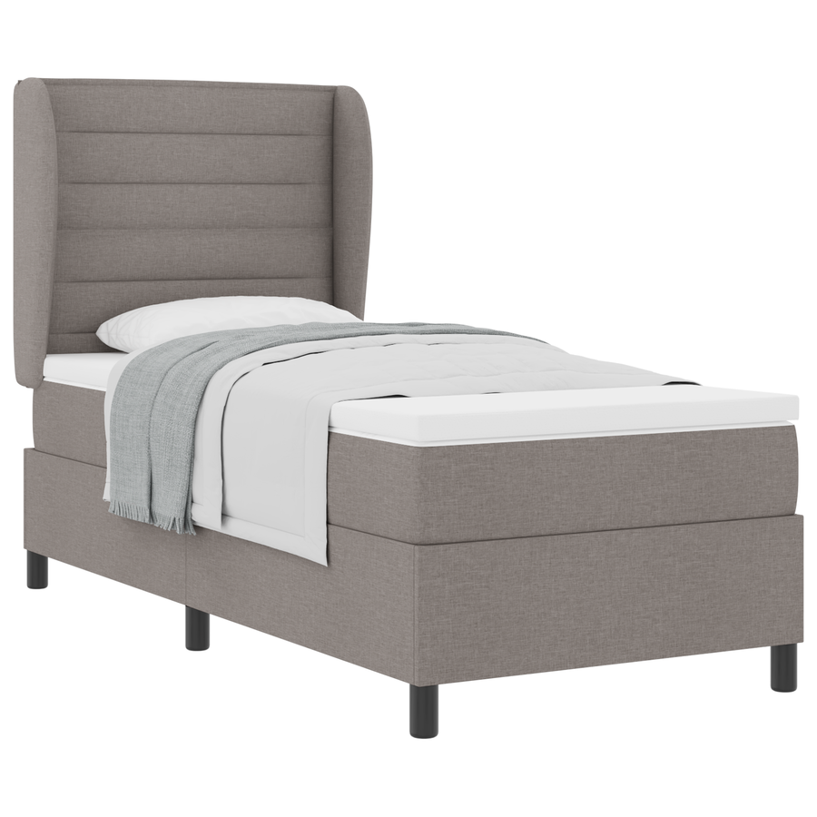 Boxspringbed met matras stof taupe 90x200 cm