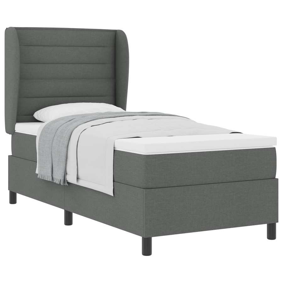 Boxspringbed met matras stof donkergrijs 100x200 cm