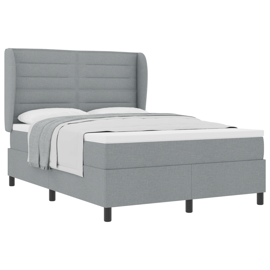Boxspringbed met matras stof lichtgrijs 140x190 cm