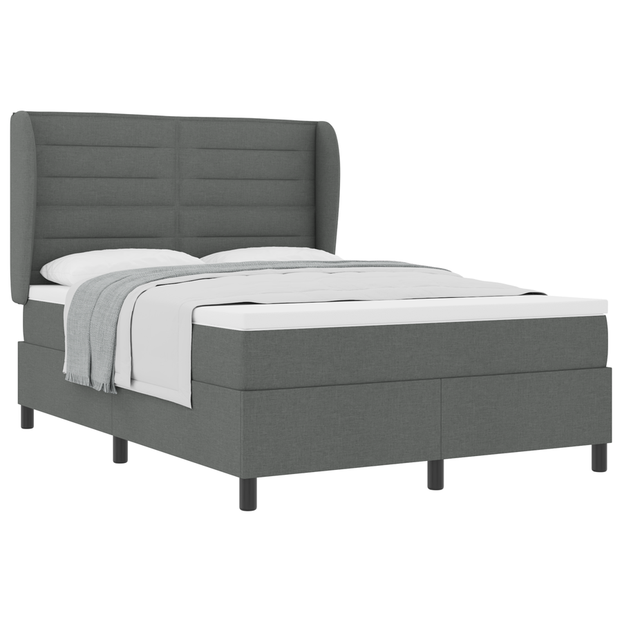Boxspringbed met matras stof donkergrijs 140x190 cm