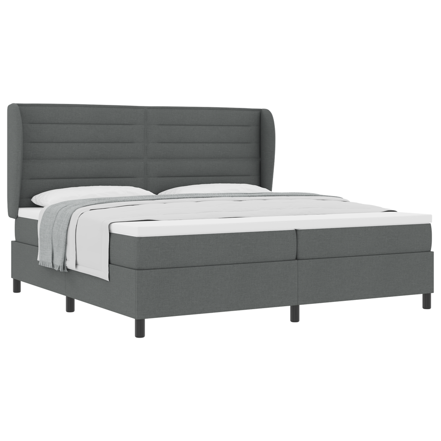 Boxspringbed met Matras Donkergrijs 200x200 cm Stof