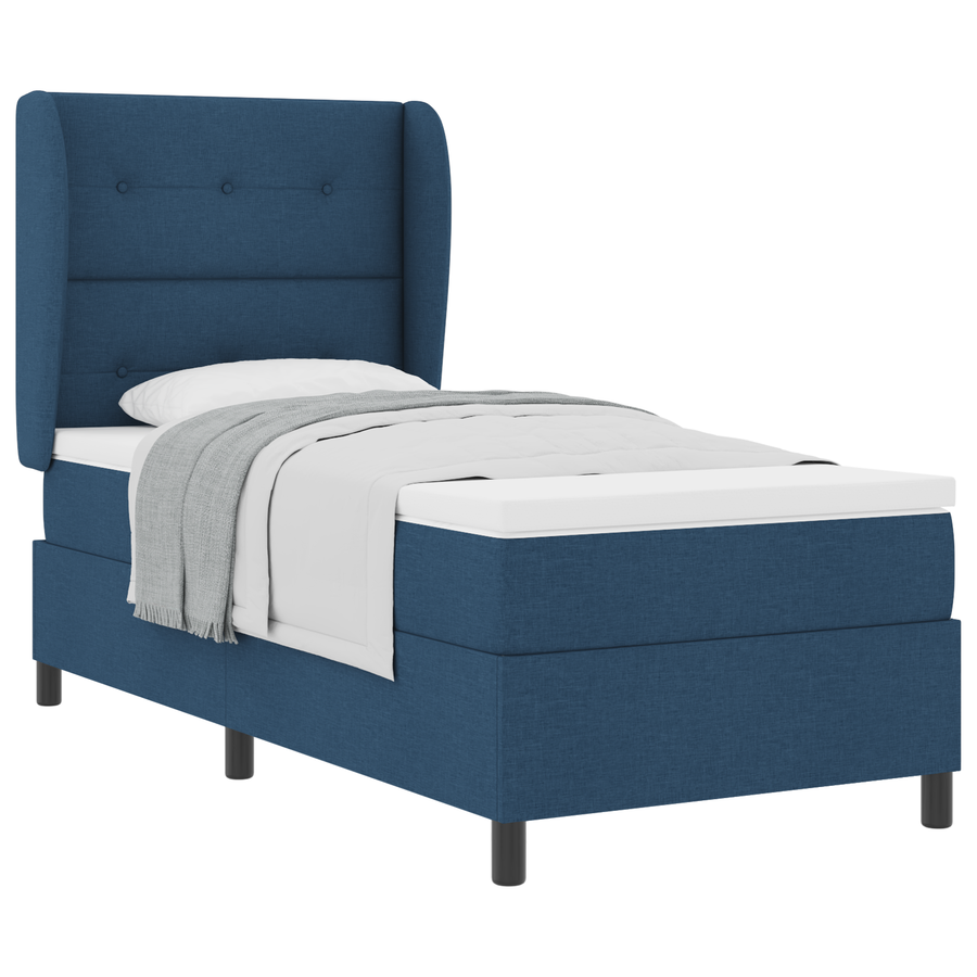 Boxspringbed met matras stof blauw 90x190 cm