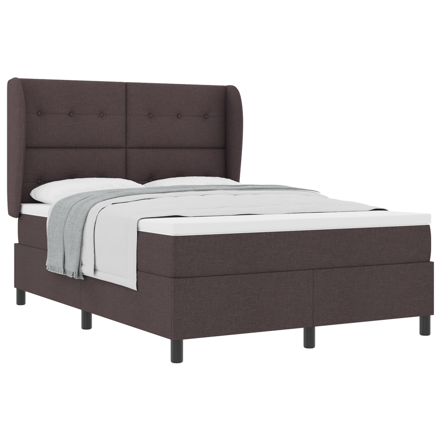 Boxspringbed met matras stof donkerbruin 140x190 cm