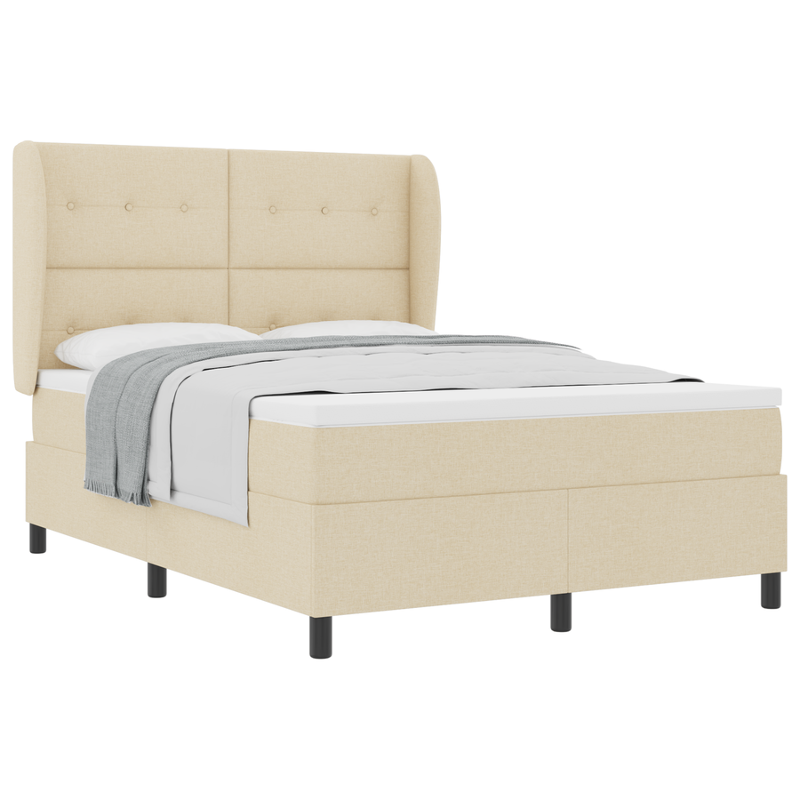 Boxspringbed met matras stof crèmekleurig 160x200 cm