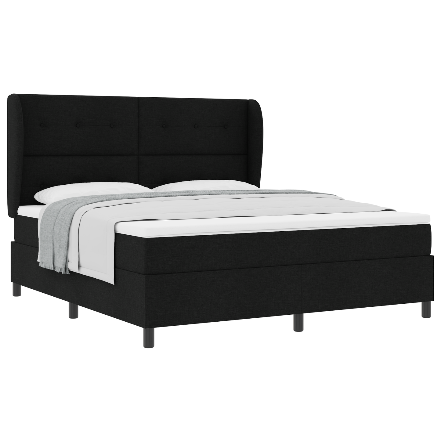 Boxspringbed met matras stof zwart 180x200 cm