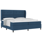 Box spring bed with mattress with headboard Blue 200 x 200 cm Fabric