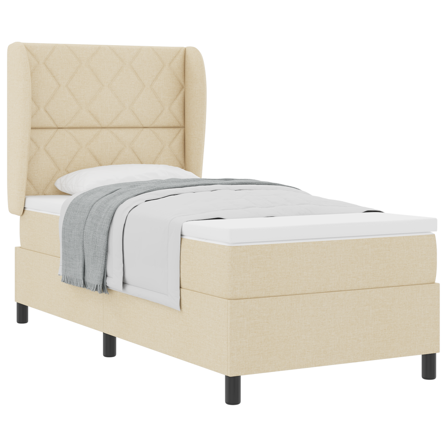Boxspringbed met matras stof crèmekleurig 100x200 cm