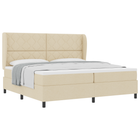 Box spring bed with mattress with headboard Cream 200 x 200 cm Fabric