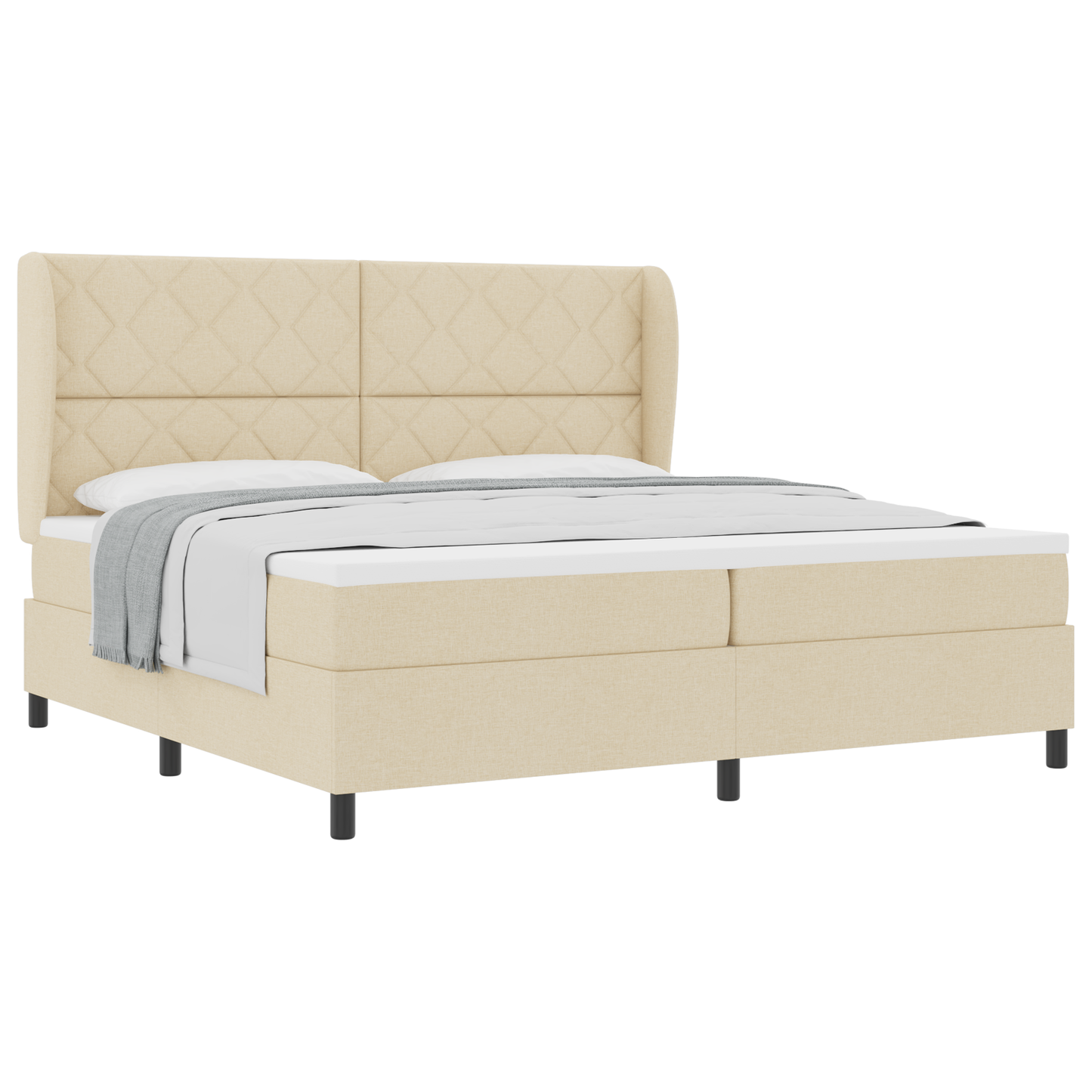 Boxspringbed met matras stof crèmekleurig 200x200 cm