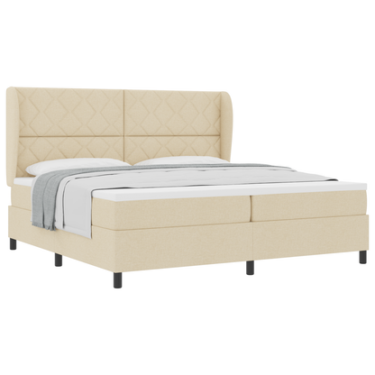 Boxspringbed met matras stof crèmekleurig 200x200 cm