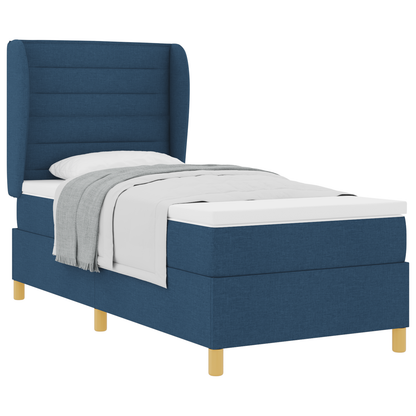 Boxspringbed met matras stof blauw 90x190 cm