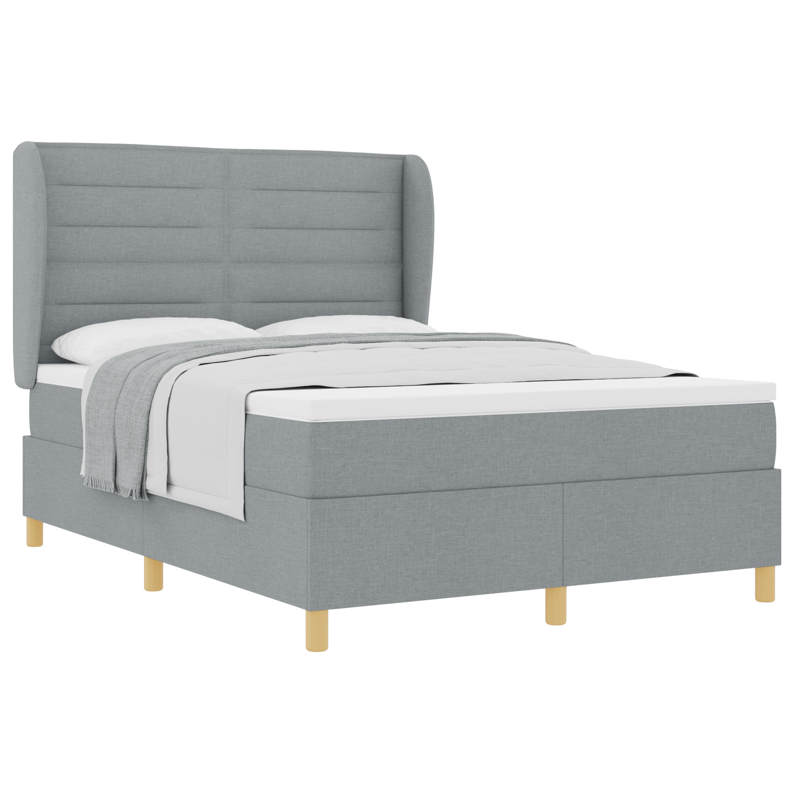 Boxspringbed met matras stof lichtgrijs 140x190 cm