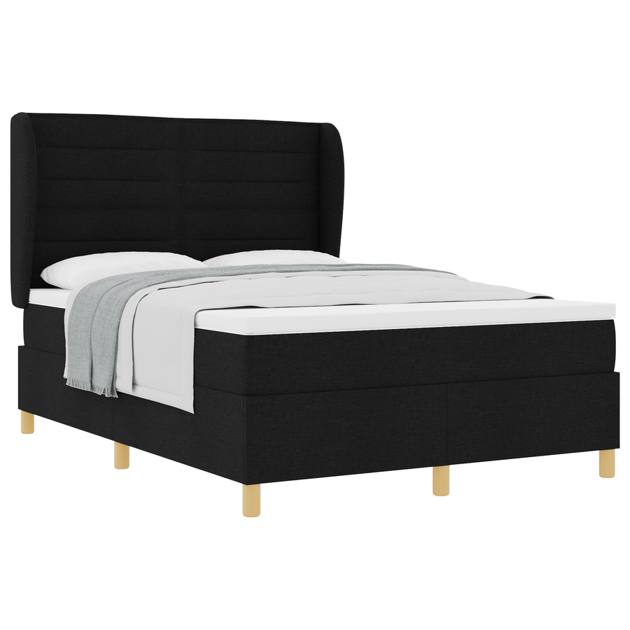 Boxspringbed met matras stof zwart 140x200 cm