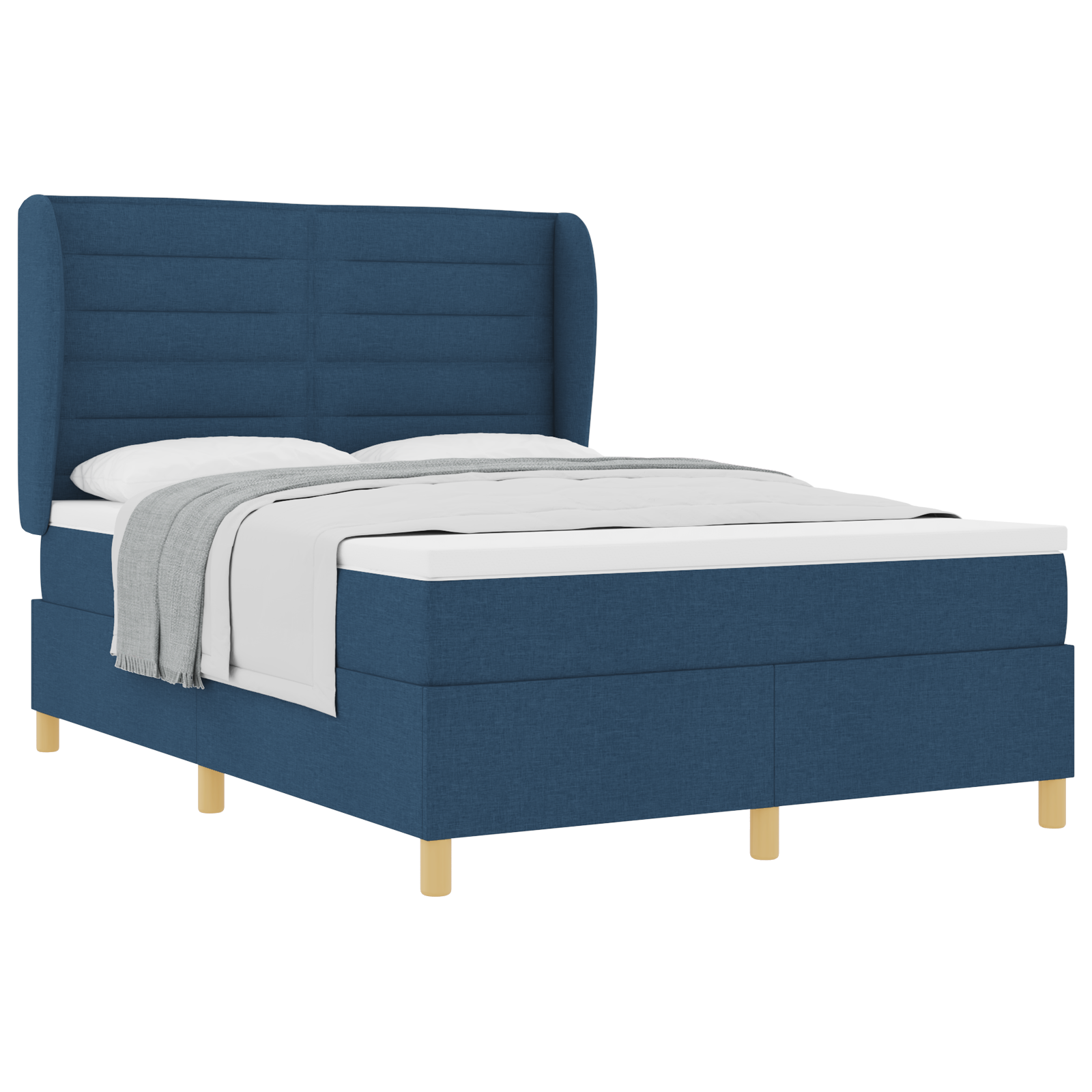 Boxspringbed met matras stof blauw 140x200 cm
