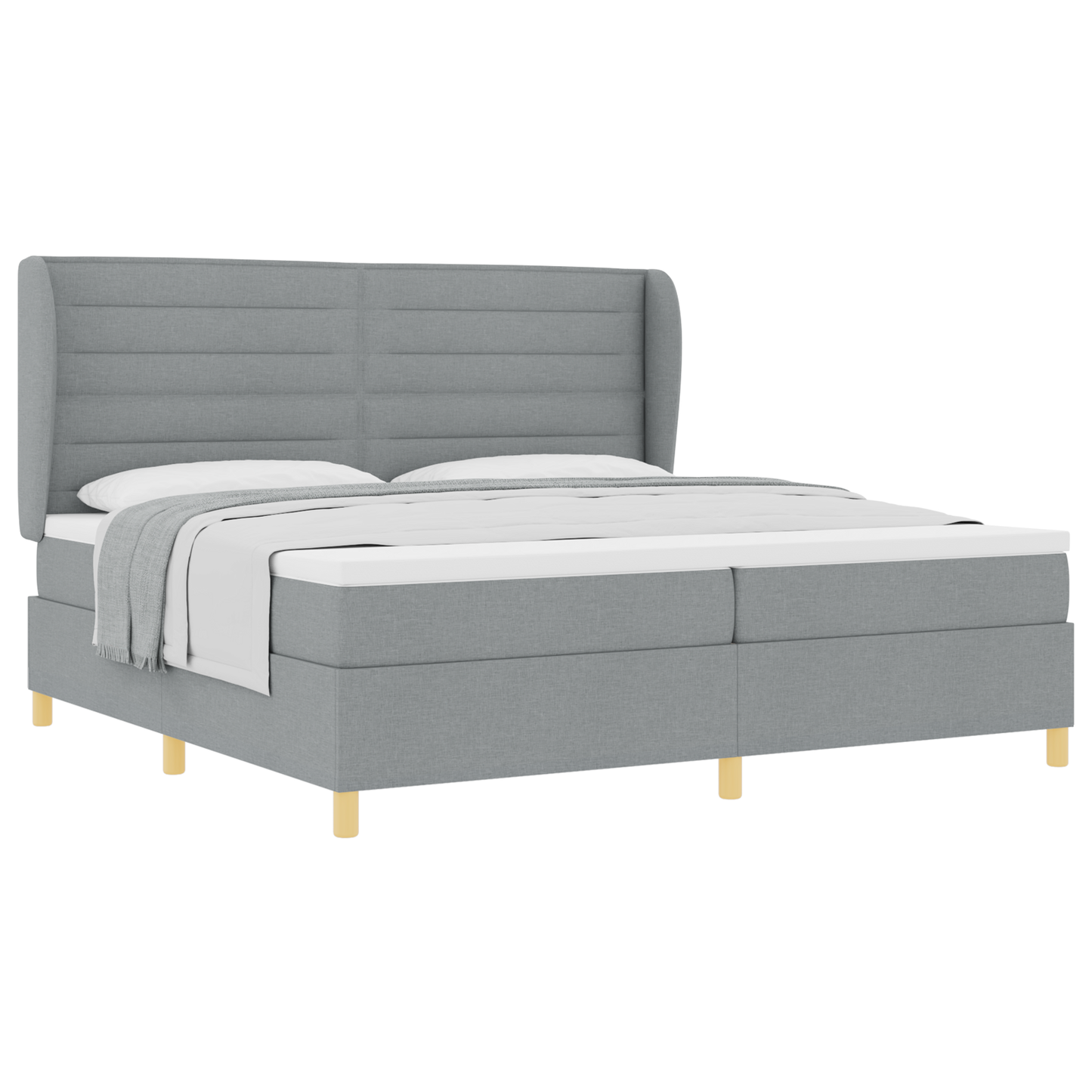 Boxspringbed met matras stof lichtgrijs 200x200 cm